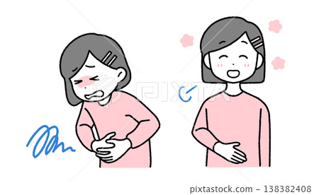Illustration set for children's stomach problems and how to improve them | Menstruation, constipation, healthcare 138382408