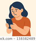 Sad woman checking social media on phone 138382489