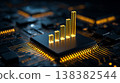 Futuristic data growth and business analytics expressed on microchips 138382544
