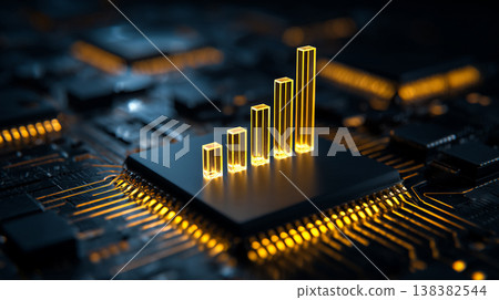 Futuristic data growth and business analytics expressed on microchips Futuristic data growth and business analytics expressed on microchips 138382544