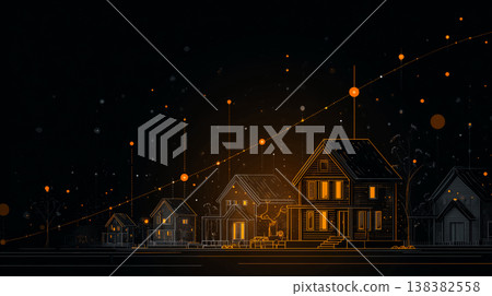 A smart city real estate analysis concept that integrates housing and data growth. 138382558