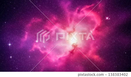 Bright magenta pink galaxy nebula glowing deep space background outer universe shining stars starlight cosmos astronomy night sky cosmic concept astrology beautiful astronomical texture 138383402