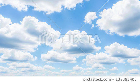 Beautiful fluffy white clouds clear blue sky background sunny day weather natural landscape tranquil peaceful heaven freedom environment climate nature background 138383405