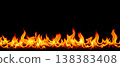 Bright yellow orange fire flames burning against dark black background representing dangerous hot heat energy inferno abstract conceptual design texture 138383408