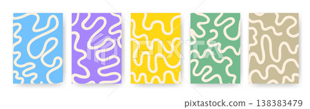Set of vertical templates with whimsical wavy lines Set of vertical templates with whimsical wavy lines 138383479