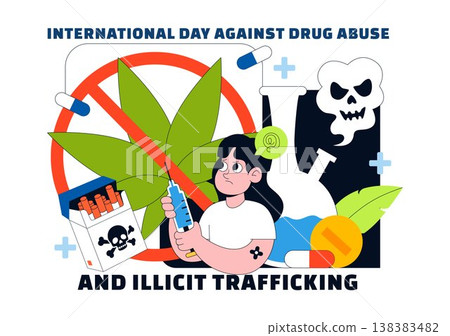 International Day Against Drug Abuse And Illicit Trafficking Vector Illustration Featuring Anti Substance For Awareness Campaign Health Protection International Day Against Drug Abuse And Illicit Trafficking Vector Illustration Featuring Anti Substance For Awareness Campaign Health Protection 138383482
