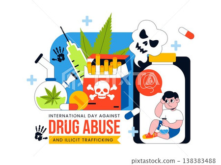 International Day Against Drug Abuse And Illicit Trafficking Vector Illustration Featuring Anti Substance For Awareness Campaign Health Protection International Day Against Drug Abuse And Illicit Trafficking Vector Illustration Featuring Anti Substance For Awareness Campaign Health Protection 138383488