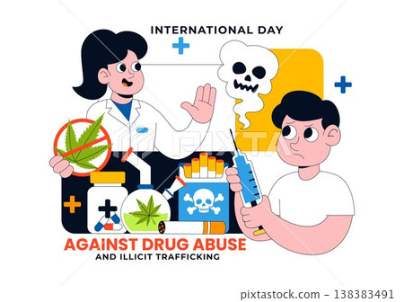 International Day Against Drug Abuse And Illicit Trafficking Vector Illustration Featuring Anti Substance For Awareness Campaign Health Protection International Day Against Drug Abuse And Illicit Trafficking Vector Illustration Featuring Anti Substance For Awareness Campaign Health Protection 138383491