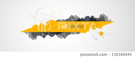 Trendy abstract wireframe background. Mountain art elements. Surface illustration. Vector. Trendy abstract wireframe background. Mountain art elements. Surface illustration. Vector. 138384045