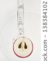 Skincare pipette dripping liquid and bubbles over sliced red grape on white background 138384102