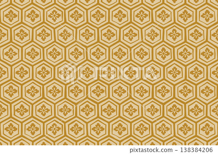 Hand-drawn style floral tortoise shell pattern background - Cute Japanese traditional pattern - Seamless pattern Hand-drawn style floral tortoise shell pattern background - Cute Japanese traditional pattern - Seamless pattern 138384206