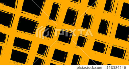 Abstract Yellow Grid Brush Stroke Lattice Pattern 138384246