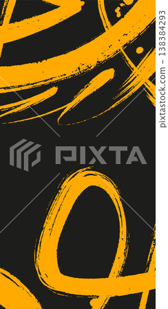 Bold Yellow Abstract Brush Stroke Art 138384293