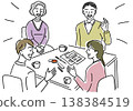 Family meeting where inheritance and other issues have been resolved (simple line drawing) 138384519