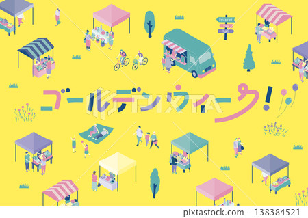 A pop-style isometric background perfect for spring events. 138384521