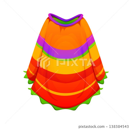 Mexican holiday poncho or traditional costume dress for fiesta, cartoon vector. Poncho for Mexican holiday of Cinco de Mayo or Dia de los Muertos and Mexico National Day as latin charro outerwear Mexican holiday poncho or traditional costume dress for fiesta, cartoon vector. Poncho for Mexican holiday of Cinco de Mayo or Dia de los Muertos and Mexico National Day as latin charro outerwear 138384543