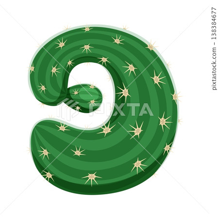 Cacti prickly plant, cactus font cartoon number 9 nine. Prickly succulent typeface figure, desert plant leaf type vector digit. Cacti typography number or Mexican cactus font numeral symbol 138384677