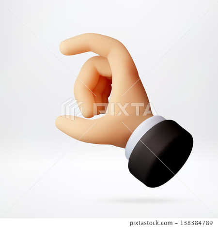 3D hand showing pinch gesture to indicate amount 3D hand showing pinch gesture to indicate amount 138384789