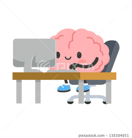 Brain working on computer for productivity and analysis Brain working on computer for productivity and analysis 138384851