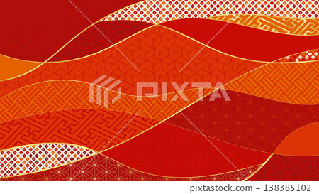 Random curves and wavy lines in a Japanese-style background illustration - black background Random curves and wavy lines in a Japanese-style background illustration - black background 138385102