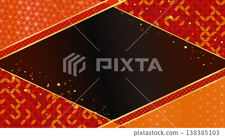 Diamond-shaped Japanese-style background illustration_Copy space_Black background 138385103