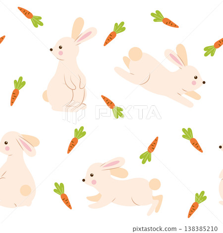 Pattern with cute rabbits and carrots Pattern with cute rabbits and carrots 138385210