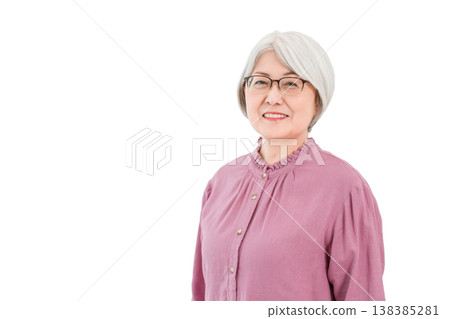 Smiling senior woman with gray and silver hair Smiling senior woman with gray and silver hair 138385281