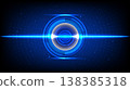 Digital glowing blue HUD circle elements with light line on dark background for tech design 138385318