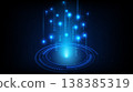 Digital HUD circle with falling binary code numbers and glowing blue lights,Data transfer technology 138385319