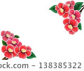 A color illustration with camellia flowers at the top and bottom. 138385322