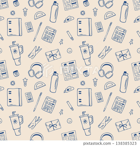 Seamless school doodle pattern. Hand drawn vector background Seamless school doodle pattern. Hand drawn vector background 138385323