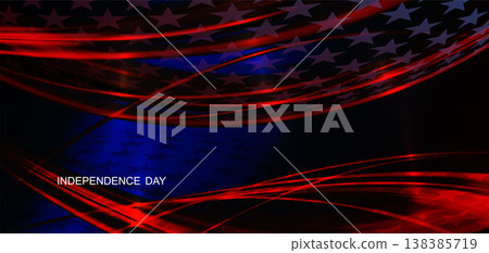 American Independence Day, abstract wavy design with stars 138385719