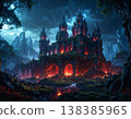 A burning castle in a mysterious forest - AI-generated image 138385965