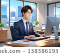 Office workers who work at their desks 138386193