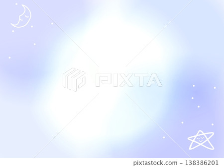 淡紫色水彩風格背景框，飾以微笑的月亮和星星。 *中央留有大片文字空間。適合睡眠和放鬆。 * 138386201