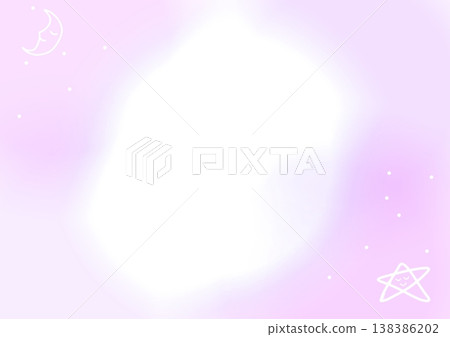 粉紅色水彩風格背景框，飾以微笑的月亮和星星。中央留有大片文字空間。非常適合用於育兒、美容等主題！ 138386202