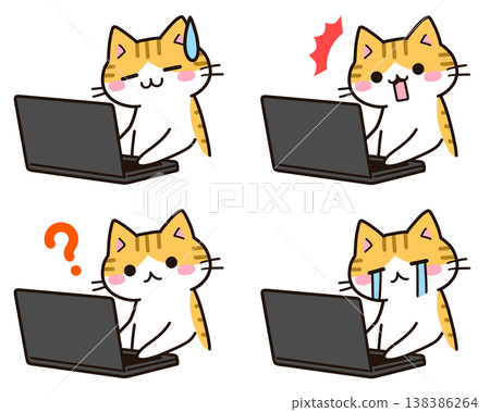 Cat using a computer - Expression variation 2 138386264