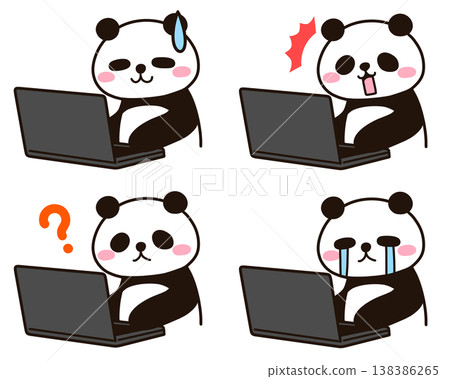 Panda using a computer - Expression variation 2 Panda using a computer - Expression variation 2 138386265