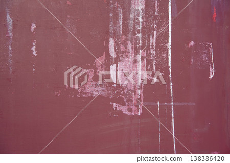 A metal plate with peeling red paint A metal plate with peeling red paint 138386420