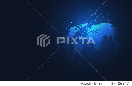 Global technology network connection design. World map point and line composition concept of global business. Vector Illustration 138386547