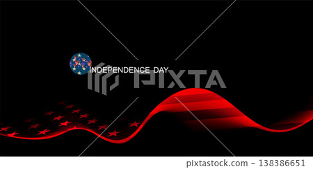 Isolated wavy stripe with the silhouette of the American flag on a black background Isolated wavy stripe with the silhouette of the American flag on a black background 138386651