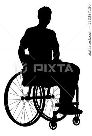 Silhouette of Man in Wheelchair Front View Silhouette of Man in Wheelchair Front View 138387180