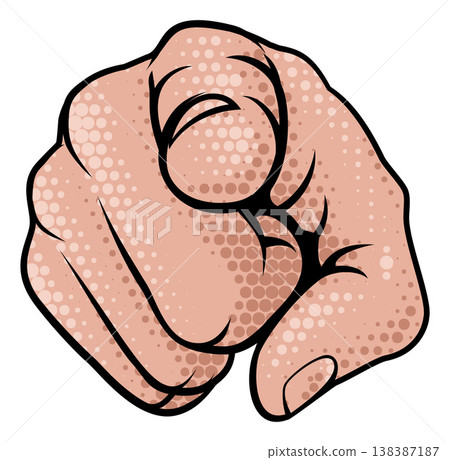 Pointing Finger at You Halftone Comicbook Hand 138387187
