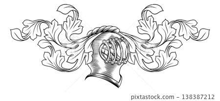 Knight Helmet Coat Arms Medieval Crest Heraldry 138387212