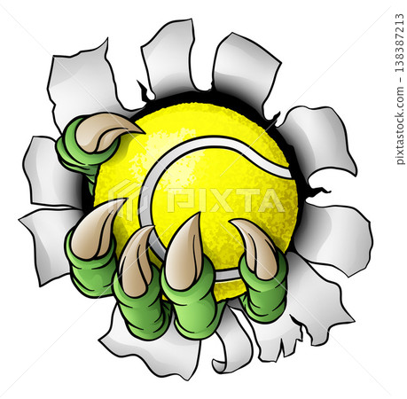 Tennis Ball Claw Cartoon Monster Animal Hand Tennis Ball Claw Cartoon Monster Animal Hand 138387213