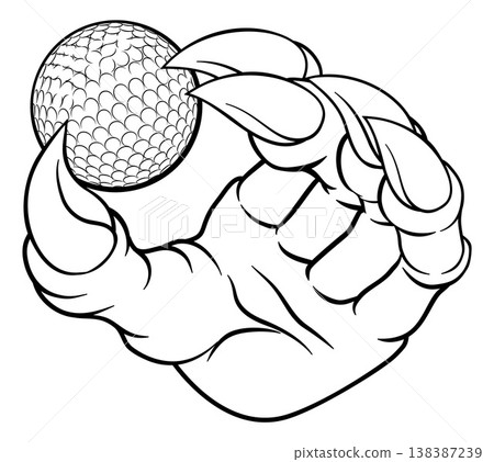 Golf Ball Claw Cartoon Monster Animal Hand Golf Ball Claw Cartoon Monster Animal Hand 138387239