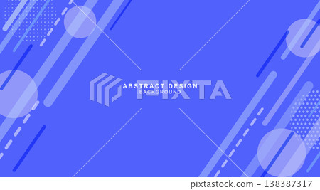 Abstract blue background material combining diagonal lines and circles. 138387317