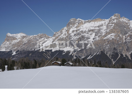 mountain covered by snow in armentarola pralongi? dolomites mountains 138387605