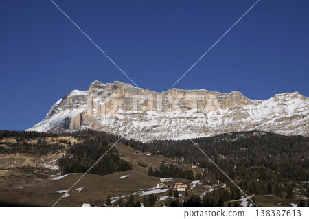 Cross Mountain monte croce dolomites covered by snow in winter Cross Mountain monte croce dolomites covered by snow in winter 138387613