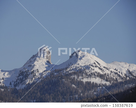 Cross Mountain monte croce dolomites covered by snow in winter Cross Mountain monte croce dolomites covered by snow in winter 138387619